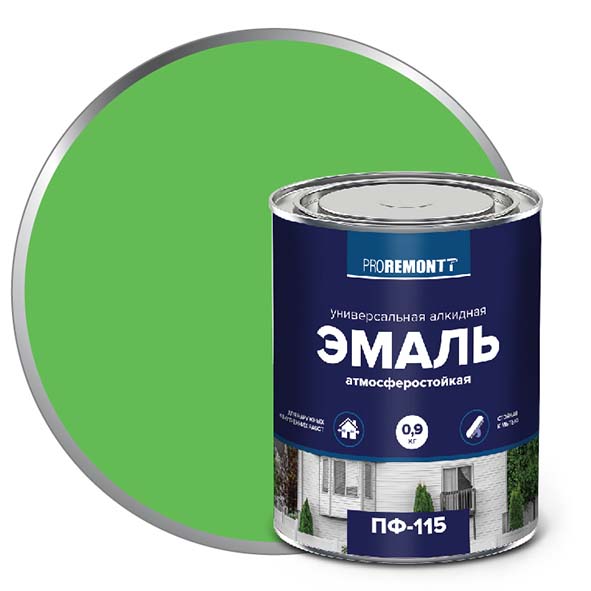 Эмаль ПФ-115 "PROREMONT"   0.9 кг салатовый 10/640  в Муроме
