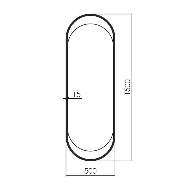 Зеркало Alba 500х1500 (металлическая рама, цвет графит)  в Муроме