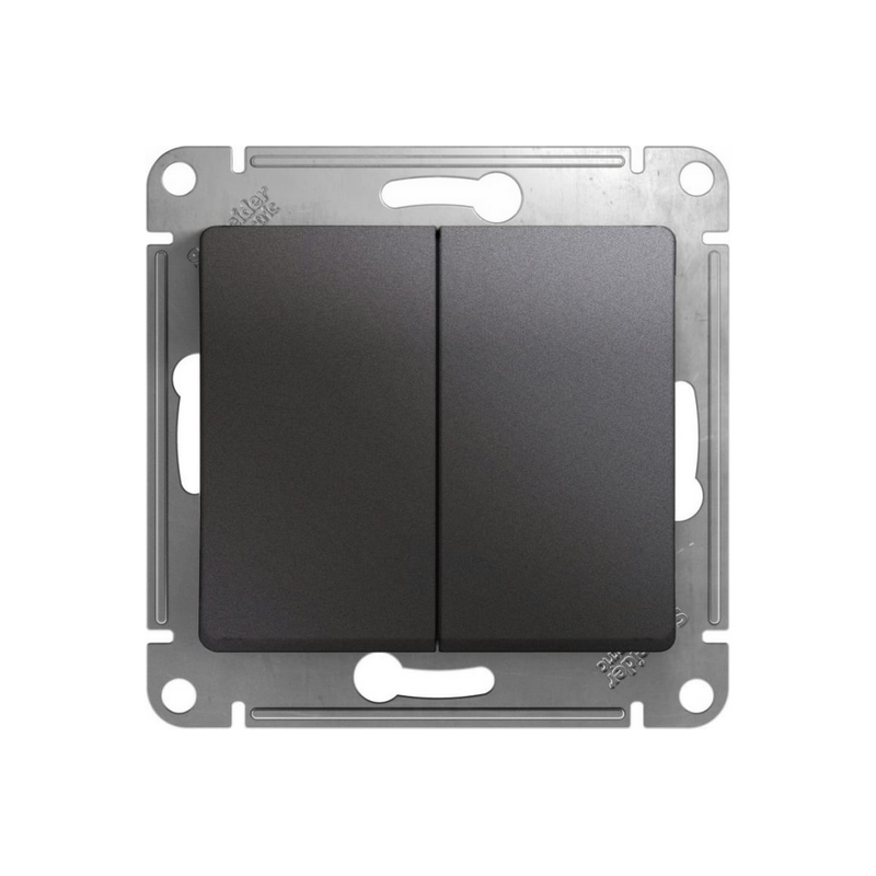 GSL001351 Выключатель двухклавишный схема 5 графит GLOSSA  в Муроме