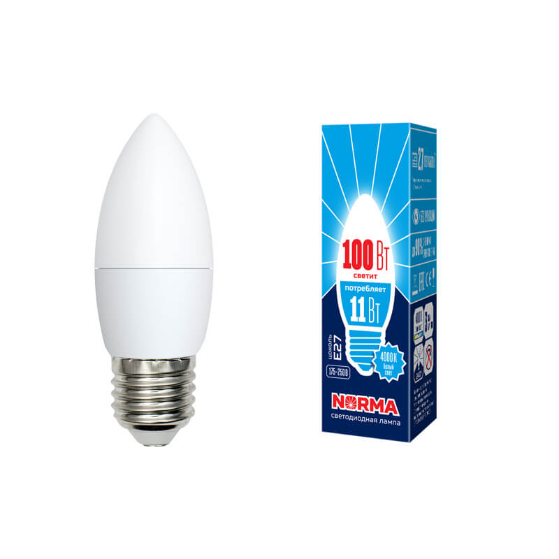 UL-00003814 Лампа светодиодная свеча матовая. Серия Norma 4000K LED-C37-11W/NW/E27/FR/NR 7743  в Муроме