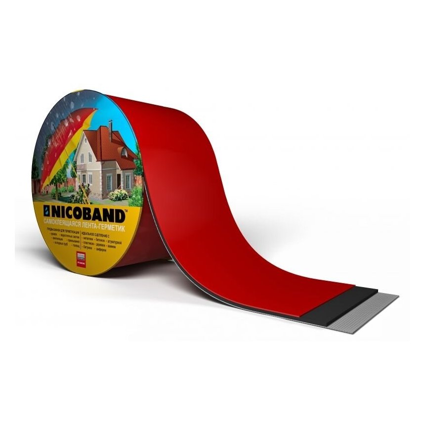 Самоклеящаяся герметиз.лента NICOBAND красный10 м*10 см  в Муроме