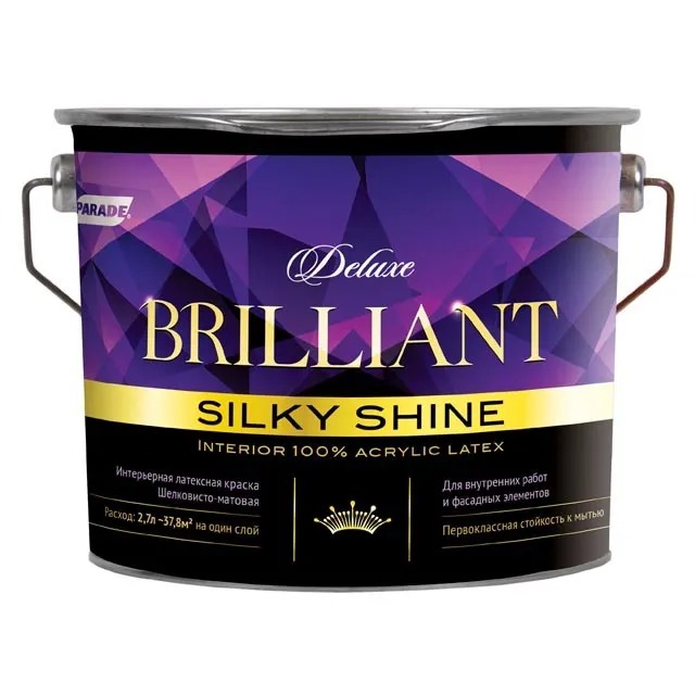 Краска интерьерная PARADE DELUXE Brilliant silky shine База А 2,7л 1/168  в Муроме