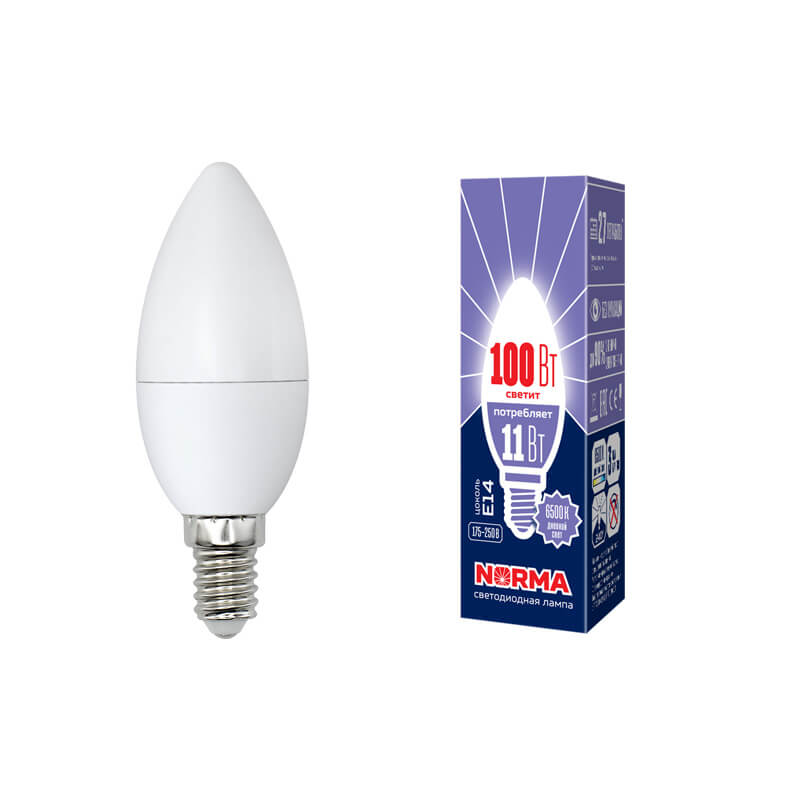 UL-00003810 Лампа светодиодная свеча мат.Серия Norma 6500K LED-C37-11W/DW/E14/FR/NR 7651  в Муроме