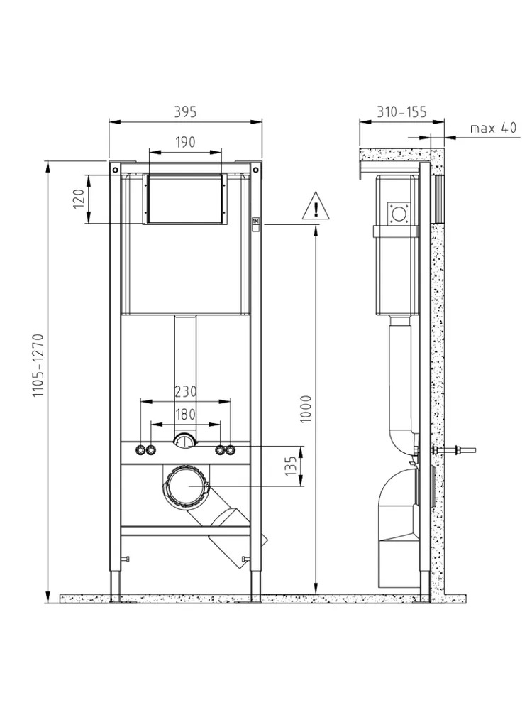 Инсталляция: VECTOR, металлический каркас для унитаза с бачком IN-MZ-VECTOR   в Муроме