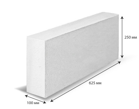 ВКБлок из газобетона D500 625х100х250 (120 шт/1,875 м3)  в Муроме