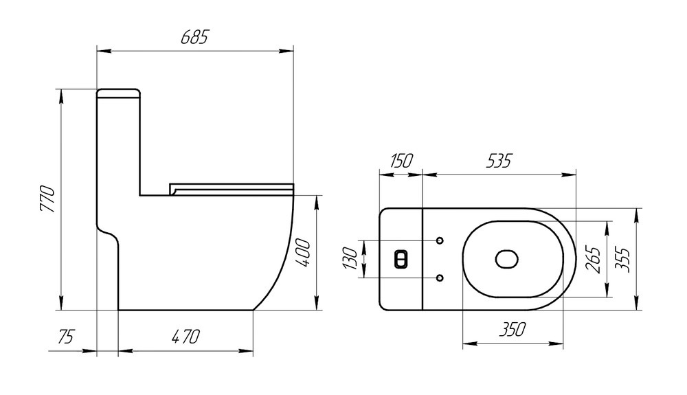 Монолит T1070 UF, безободковый, сиденье дюропласт (с гофрой и подводкой)  в Муроме