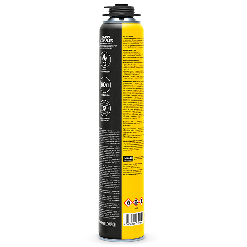 Пена огнестойкая KRASS ULTRAFLEX  пистолет. 0,7л 12/612  в Муроме