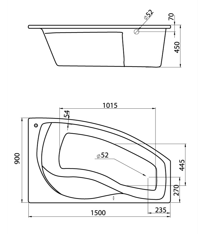 Santek Чаша ванны Майорка 150x90 Правая 1WH111985  в Муроме
