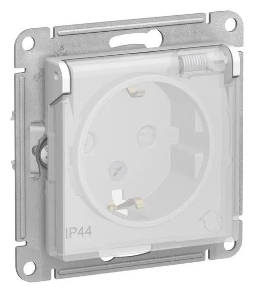 ATN440146 Розетка с заземлением со шторками с крышкой 16А IP44 AQUA механизм ATLASDESIGN белый  в Муроме