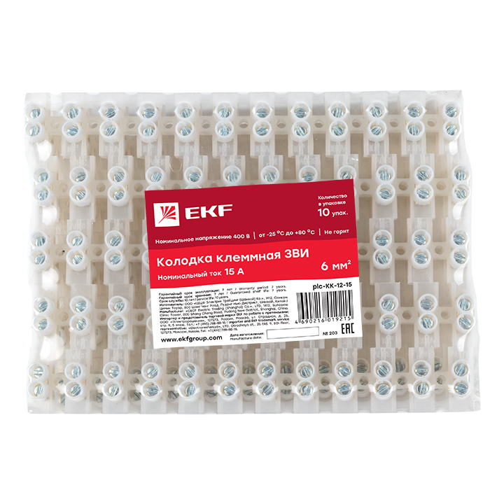 plc-KK-12-15 Колодка клеммная 12мм 15А (10шт.) EKF  в Муроме