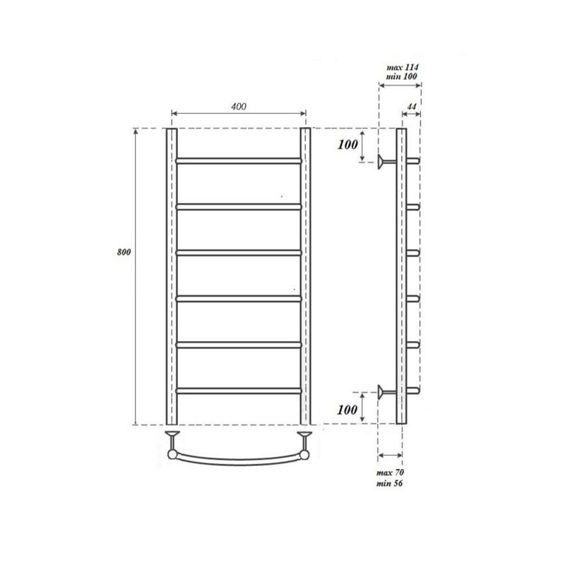 Полотенцесушитель водяной Point Афина PN04148 П6 400x800, хром  в Муроме