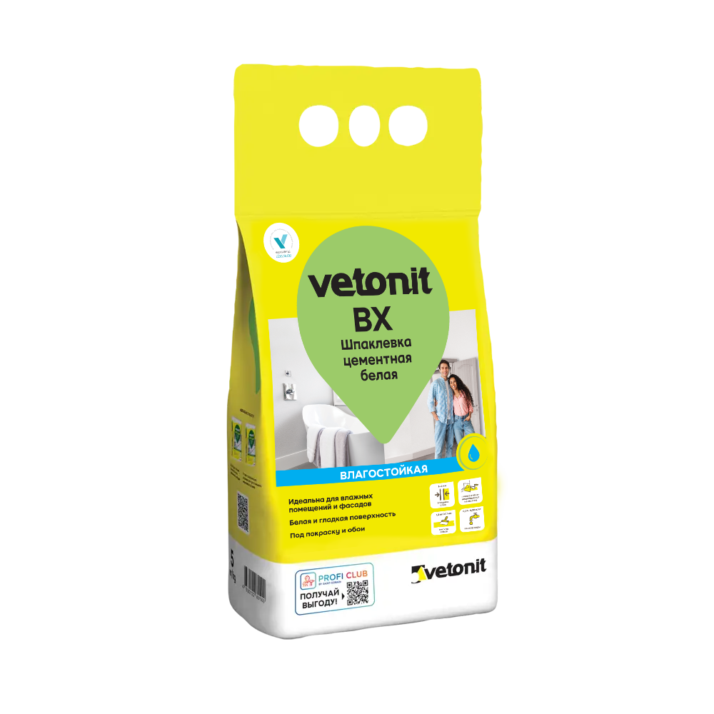 Шпаклевка финишная цементная ВХ Vetonit 5 кг белый    в Муроме