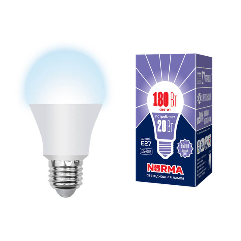 UL-00004028 Лампа светодиод.Форма "A", мат.Серия Norma 6500K LED-A65-20W/DW/E27/FR/NR 8405  в Муроме
