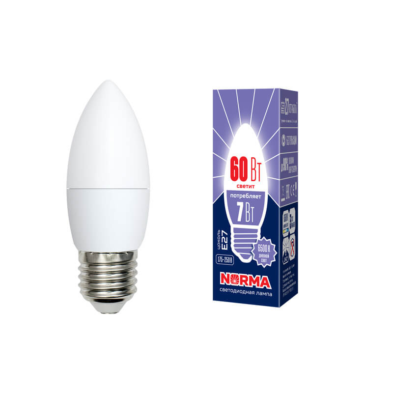 UL-00003797 Лампа светодиодная свеча матовая. Серия Norma 6500K LED-C37-7W/DW/E27/FR/NR 4551  в Муроме