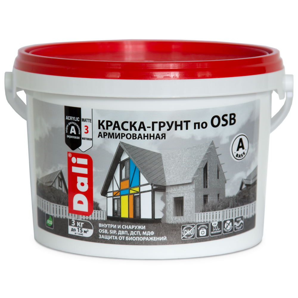 Краска-грунт по OSB армированная (база А) DALI  3 кг  /1  в Муроме