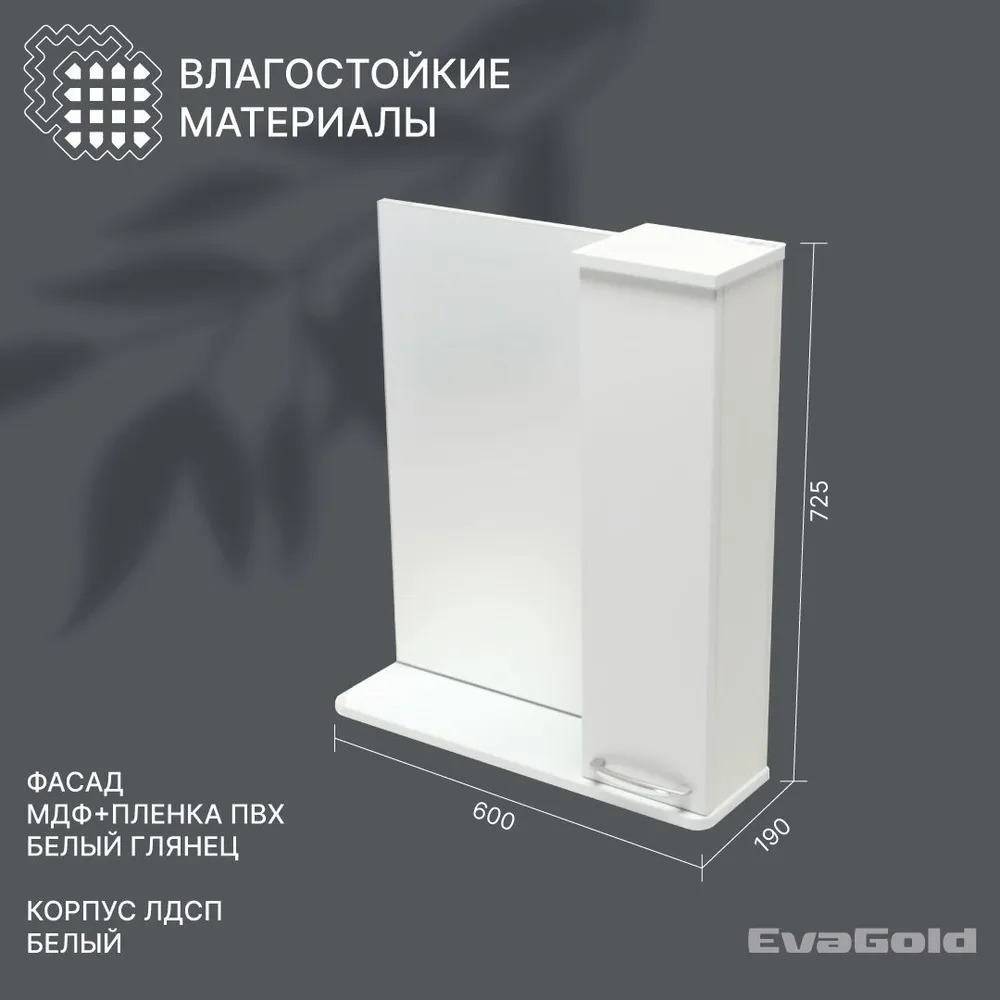 60 Зеркало-шкаф "НИКА 60"  прав.  в Муроме