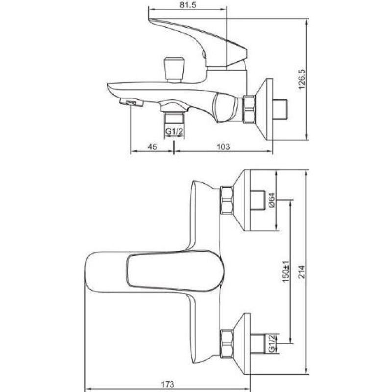 Смеситель для ванны, хром Aquanet Atletic (216761) AF310-20С  в Муроме