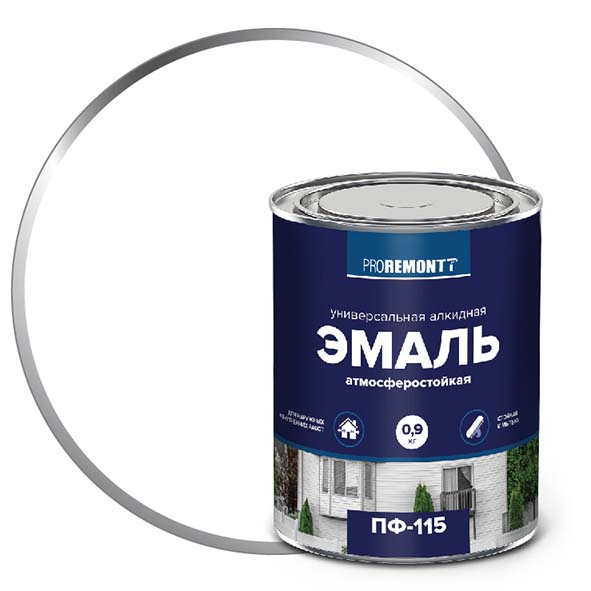 Эмаль ПФ-115 "PROREMONT"   0.9  кг бел.мат. 10/640  в Муроме