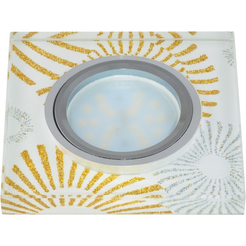 DLS-P201 GU5.3 CHROME/WHITE Светильник декоративный встраиваемый, серия Peonia. Квадратный ххх  в Муроме