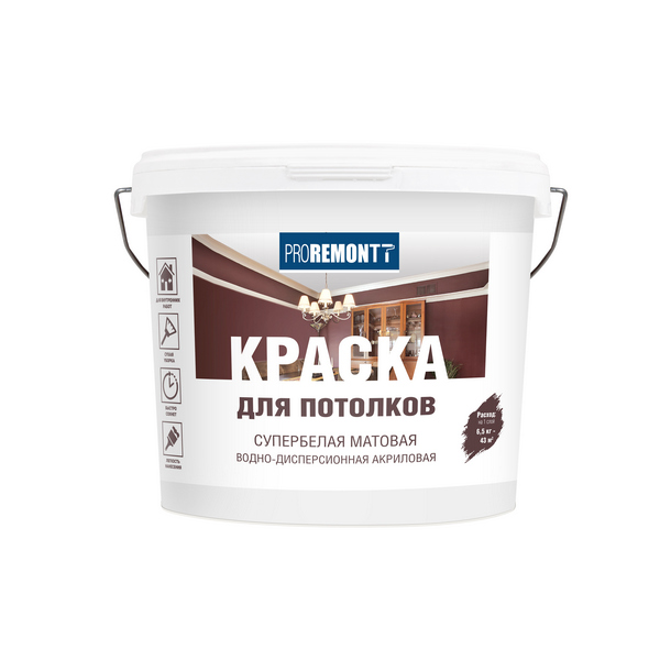 Краска для потолков PROREMONTT супербелая Л-С 6,5 кг 1/72  в Муроме