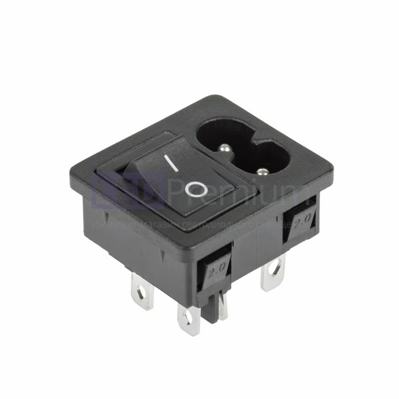 36-2284 Выключатель клавишный 250 V 6 А (4с) ON-OFF черный с штекером C8 2PIN  REXANT  в Муроме