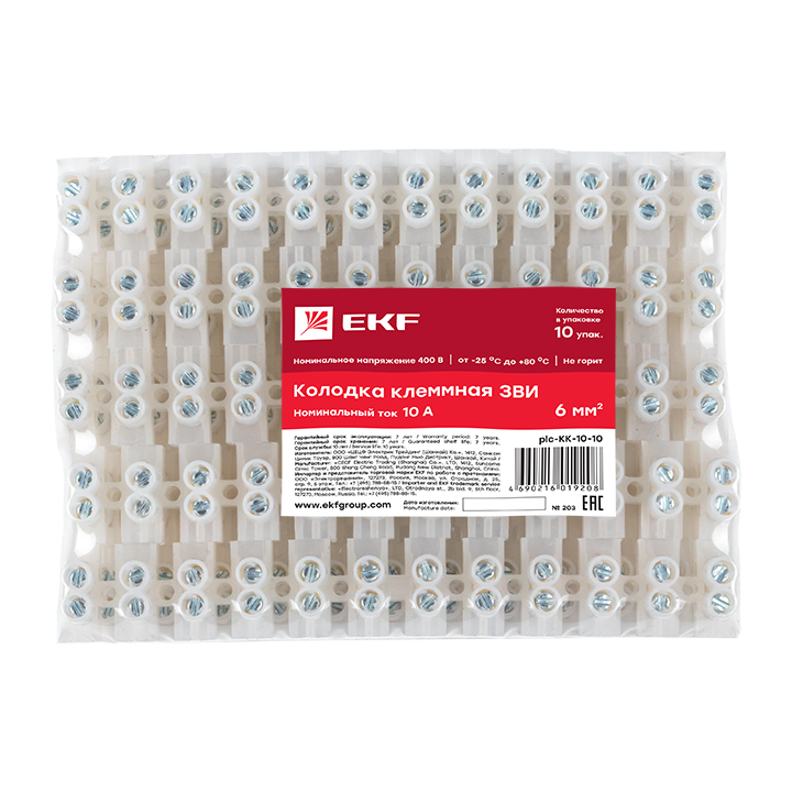 plc-KK-10-10 Колодка клеммная 10мм 10А (10шт.) EKF  в Муроме