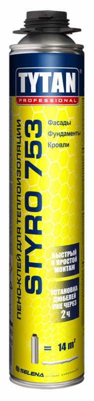 Tytan Professional Styro 753 пено-клей для теплоизоляции GUN 750 ml  6357 / 6048  в Муроме