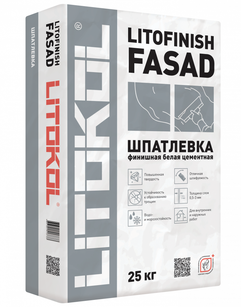 ЛИТОФИНИШ ФАСАД / LITOFINISH FASAD Шпаклёвочная смесь на основ.цемента 25 кг/54 шт.  в Муроме