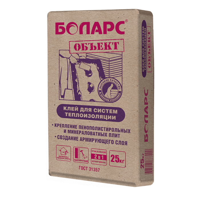 Клей для теплоизоляции ОБЪЕКТ 25 кг/48шт БОЛАРС  в Муроме