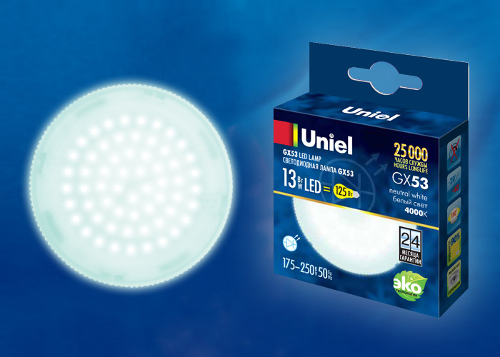 UL-00003723 Лампа светодиодная, матовая. Белый свет (4000K)LED-GX53-13W/NW/GX53/FR PLZ01WH 2960  в Муроме