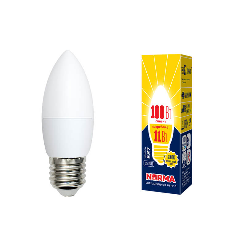 UL-00003815  Лампа светодиодная свеча матовая. Серия Norma 3000K LED-C37-11W/WW/E27/FR/NR 7804  в Муроме