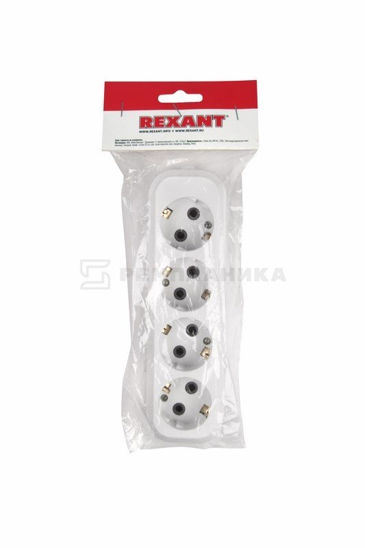 11-8707 Колодка 4 гнезда c заземлением  Rexant  в Муроме