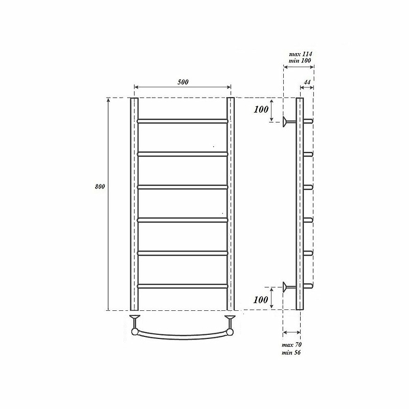 Полотенцесушитель водяной Point Афина PN04158 П6 500x800, хром  в Муроме