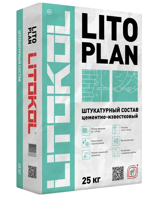 ЛИТОПЛАН / LITOPLAN  Штукатурный состав цементно-известковый 25 кг/54 шт.  в Муроме
