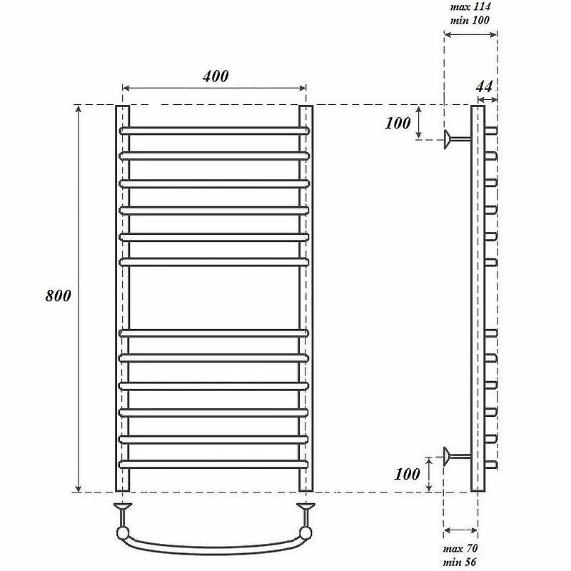 Полотенцесушитель водяной Point Альфа PN05148S П12 400x800, хром  в Муроме