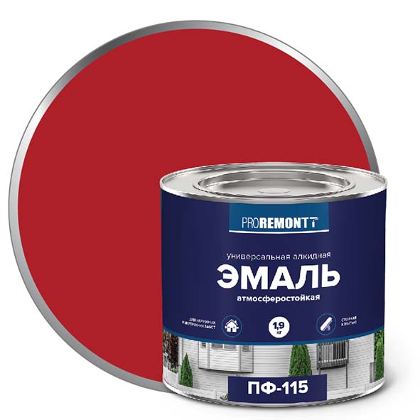 Эмаль ПФ-115 "PROREMONT"   1.9  кг красный 3/264  в Муроме