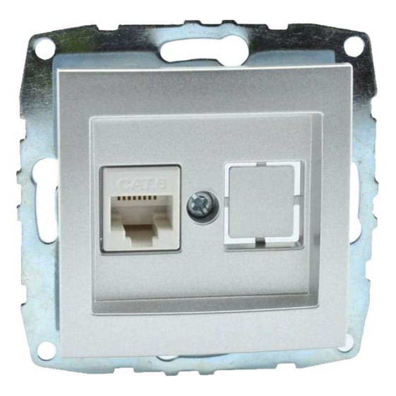 MONO L / D Механизм  Розетка Комп. (Rj45 Cat 6) Серебро										  в Муроме