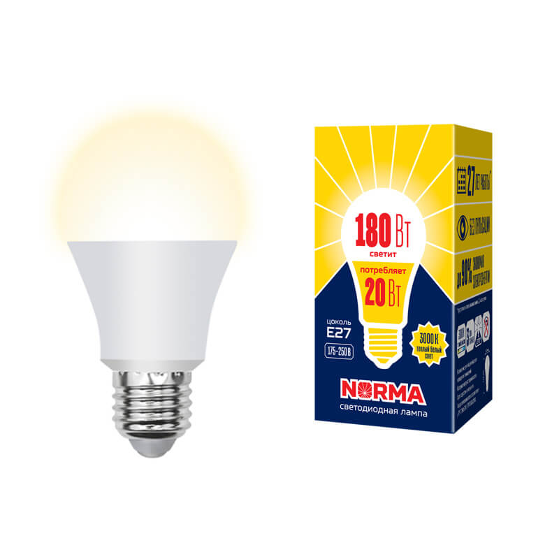 UL-00004030 Лампа светодиод.Форма "A",мат.Серия Norma 3000K LED-A65-20W/WW/E27/FR/NR 8467  в Муроме