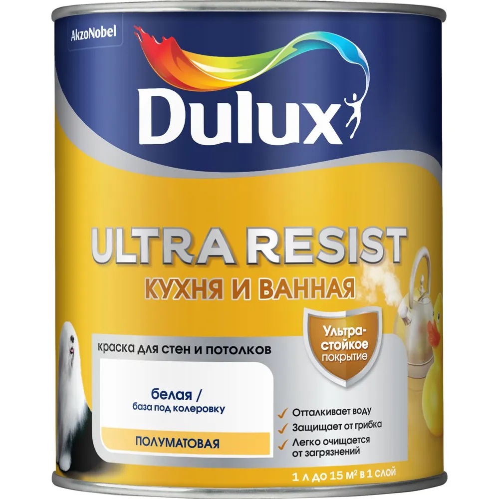 Краска DX ULTRA Resist КУХНЯ И ВАННАЯ  полумат. BW  1 л (аналог 50034787)  в Муроме