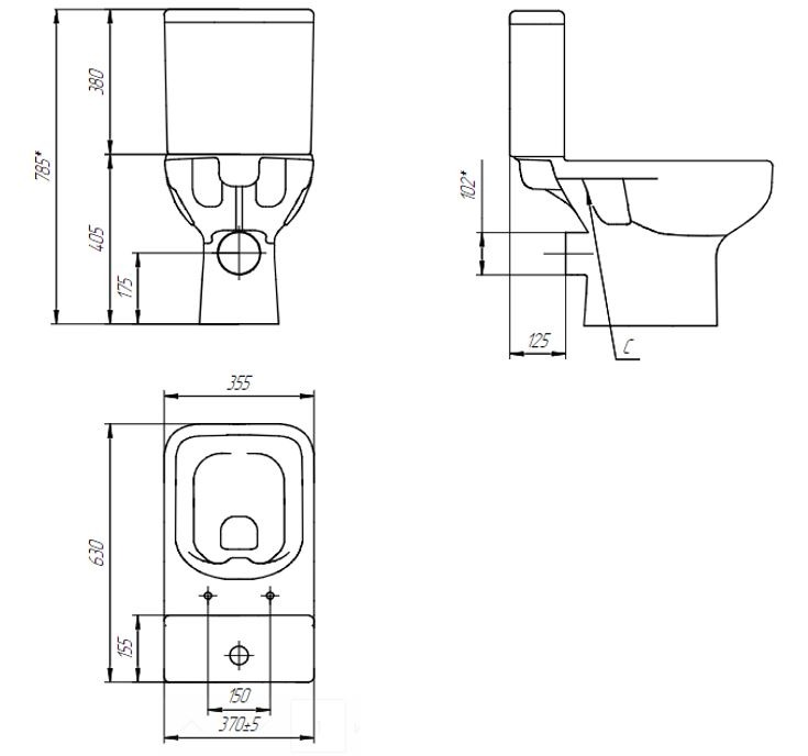 Компакт COLOUR CLEAN ON 011 3/5 Cersanit с кр. дюроп., lifting, easy-off, белый,  в Муроме