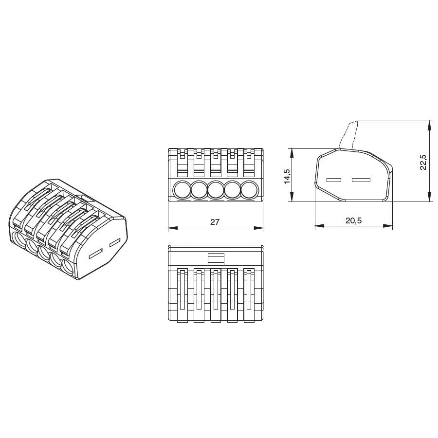Клемма универсальная строительно-монтажная 5x0,08-4/2,5 mm2 BLOX, (40 шт/уп)  в Муроме