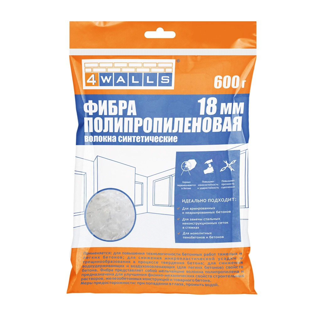 FBV003V ФИБРА ПОЛИПРОПИЛЕНОВАЯ, размер 18мм 600гр 4WALLS/12  в Муроме