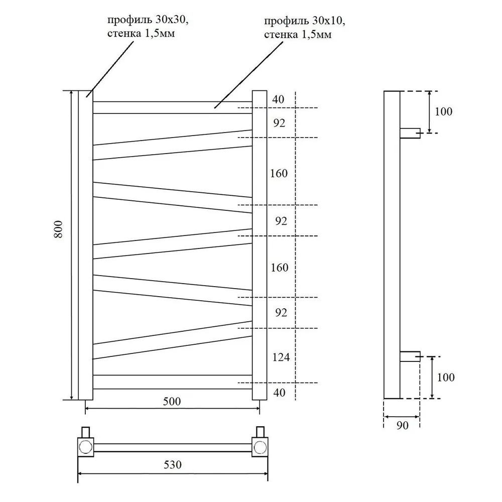 Полотенцесушитель водяной Point Феникс PN15158W П7 500x800, белый  в Муроме