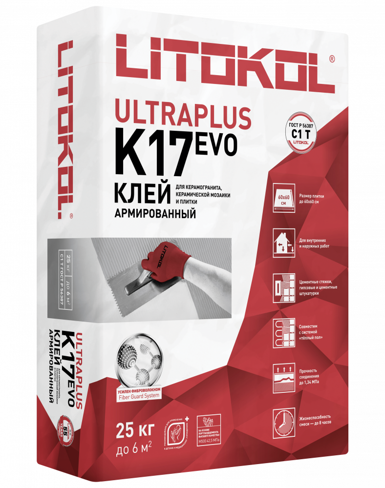 K17 LITOKOL (класс С1 T) - Клей для плитки и керамогранита (25 кг)/54шт  в Муроме