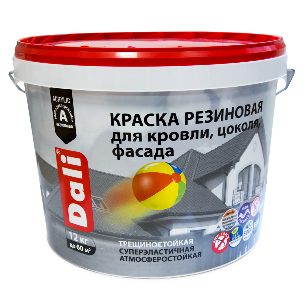 Краска ДАЛИ резиновая д/кровли,цоколя,фасадов  12 кг синий  в Муроме