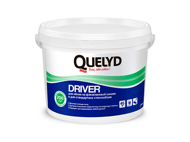 Quelyd Клей для стеклохолста и стеклообоев DRIVER, 9 кг  в Муроме