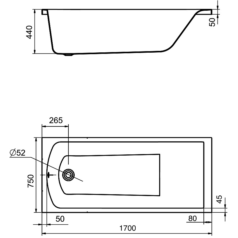 Ванна на раме SANTEK Фиджи 170x75 1WH501596  в Муроме