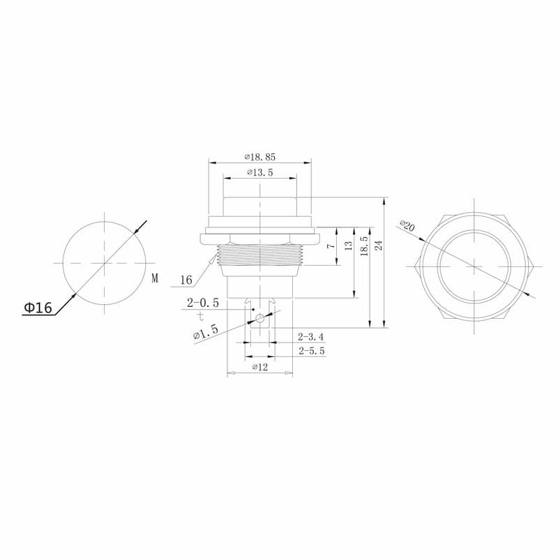 36-3355 Выключатель-кнопка  металл 250V 2А (2с) (ON)-OFF  Ø16.2  белая  REXANT  в Муроме