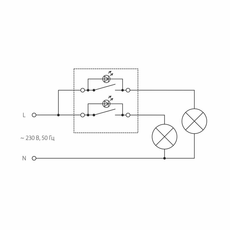 WL02-SW-2G-LED / Электроустановочные изделия - Выключатель двухклавишный с подсветкой (глянцевый ник  в Муроме