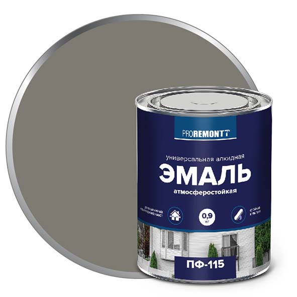 Эмаль ПФ-115 "PROREMONT"   0.9 кг серый 10/640  в Муроме